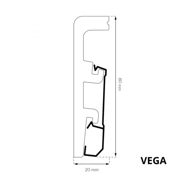Sockelleiste - Arbiton VEGA P0810 - 80 mm - Weiß - Kabelkanal Fußleiste
