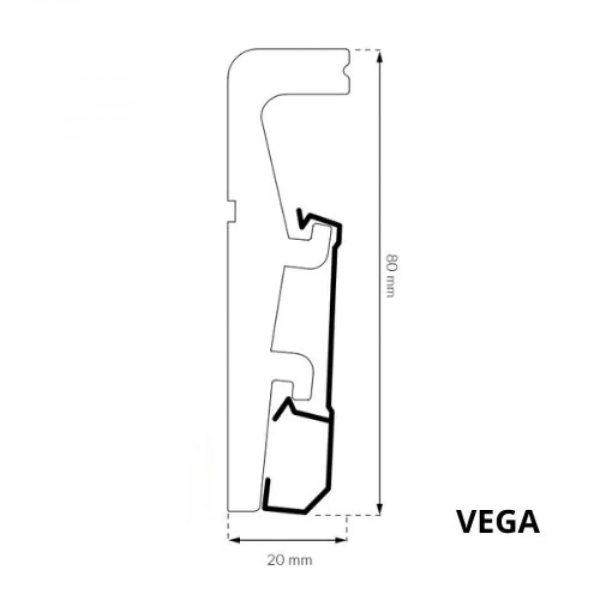 Sockelleiste - Arbiton VEGA P0811 - 80 mm - Weiß - Kabelkanal Fußleiste