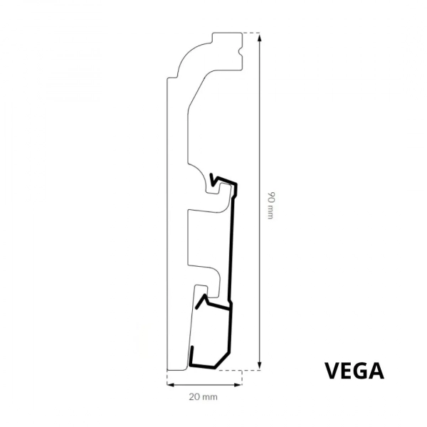 Sockelleiste - Arbiton VEGA P0910 - 90 mm - Weiß - Kabelkanal Fußleiste