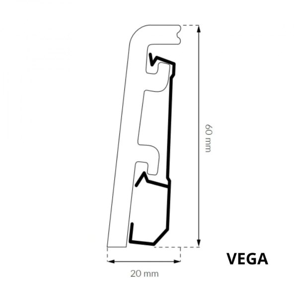 Sockelleiste - Arbiton VEGA P0610 - 60 mm - Weiß - Kabelkanal Fußleiste