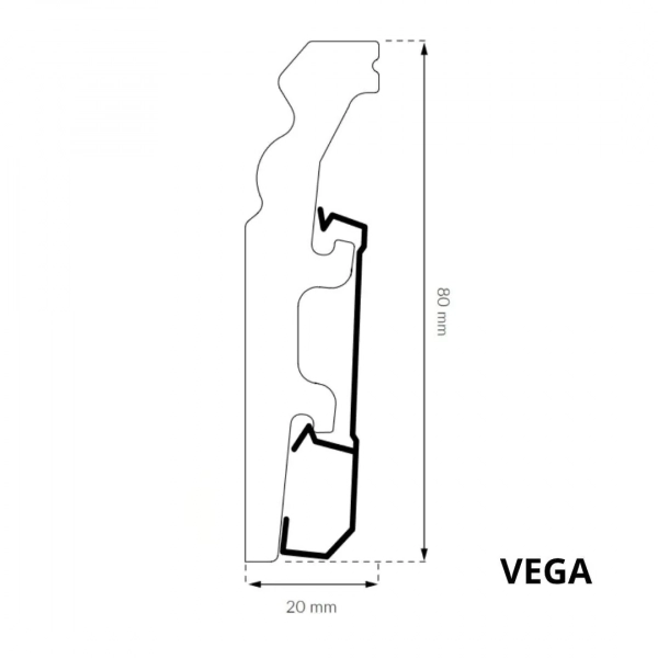 Sockelleiste - Arbiton VEGA P0830 - 80 mm - Weiß - Kabelkanal Fußleiste