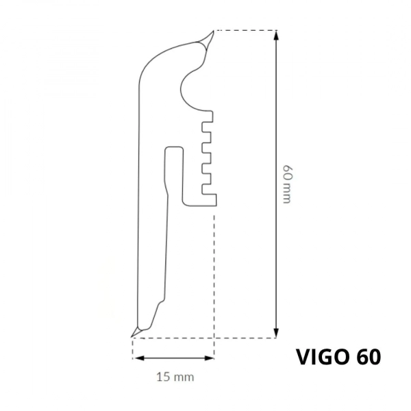 Weiß Fußleiste - Arbiton VIGO 60 mm - Sockelleiste Kunststoff mit Gummilippe