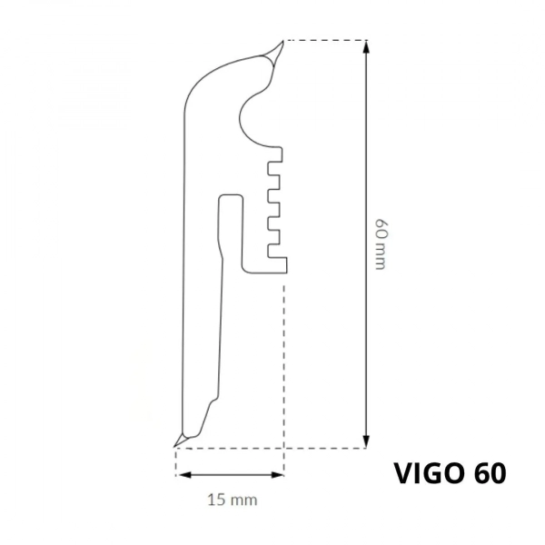 Sockelleiste - Arbiton VIGO 60 mm - Eiche Vermont 107 - Sockelleiste Kunststoff mit Gummilippe