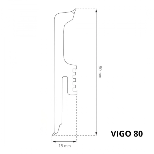 Weiß Fußleiste - Arbiton VIGO 80 mm - Sockelleiste Kunststoff mit Gummilippe