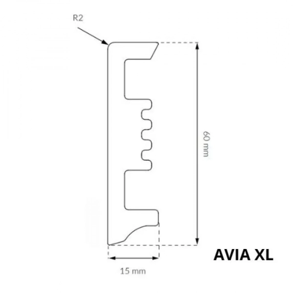 AVIA XL - Sockelleisten Weiß zum Kleben - 60 mm