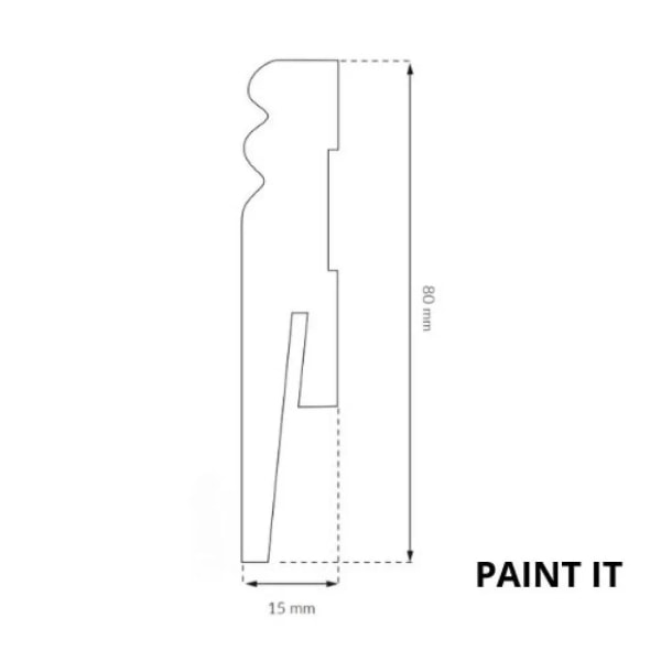 MP0802 - Sockelleisten Holz Weiß Überstreichbar 80mm