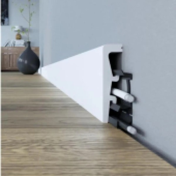 Sockelleiste - Arbiton VEGA P0810 - 80 mm - Weiß - Kabelkanal Fußleiste
