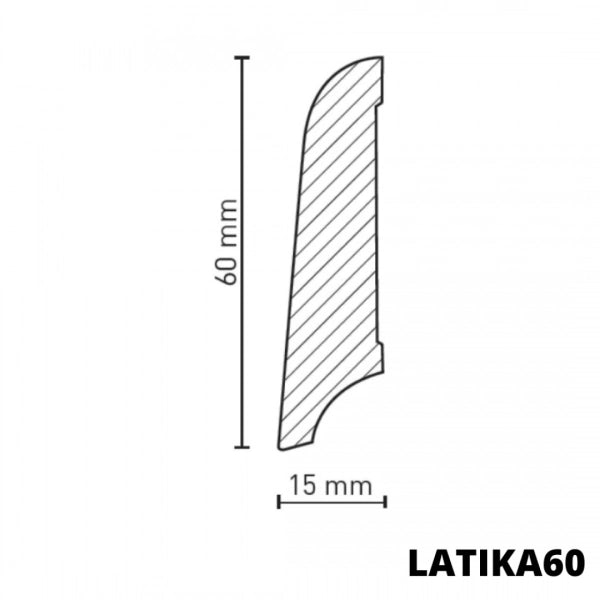 Sockelleisten Wasserfest LATIKA | 2000 mm x 60 mm - Best zu Fliesen | Ausverkauf