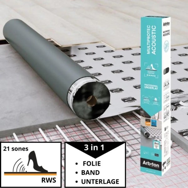 Trittschalldämmung Laminat - Multiprotec Acoustic 3in1 - Dick 2mm