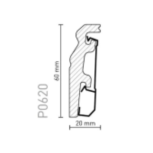 P0620 - PVC-freie Sockelleiste Weiß 60mm