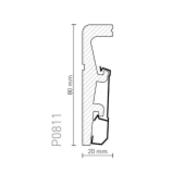 P0811 - PVC-freie Sockelleiste Weiß 80mm