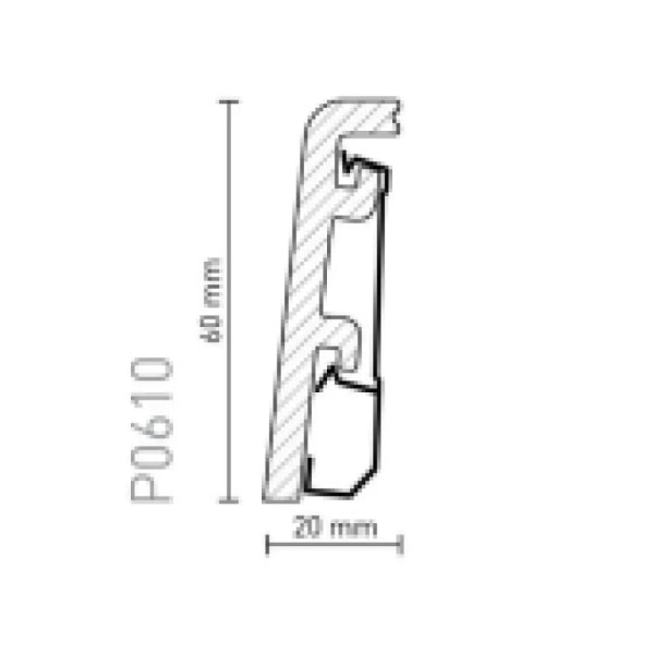 P0610 - PVC-freie Sockelleiste Weiß 60mm