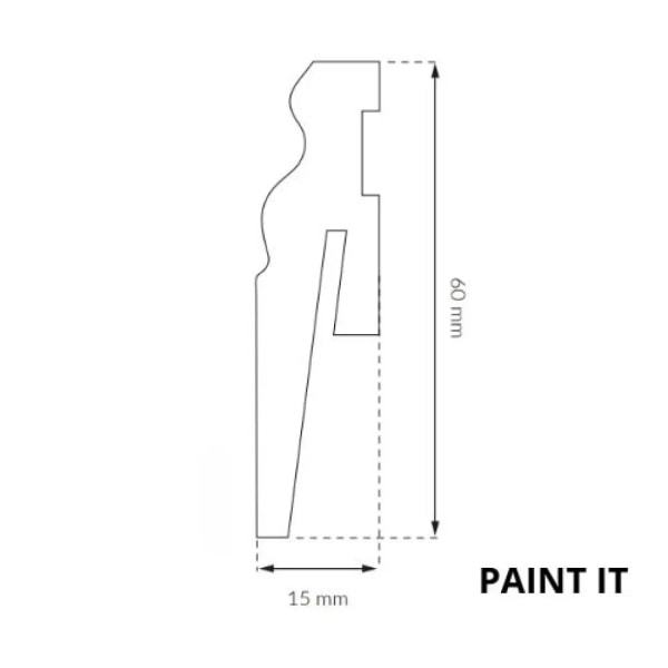 MP0601 - Sockelleisten Holz Weiß Überstreichbar 60mm