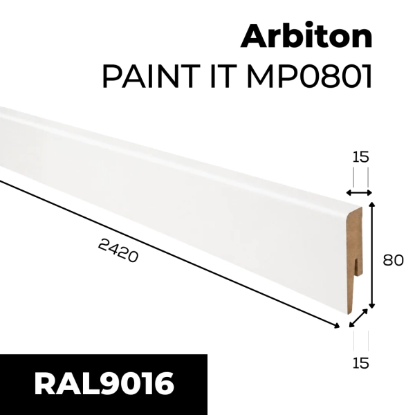 Sockelleiste - Arbiton PAINT IT MP0801 - 80 mm - Holzleiste Weiß