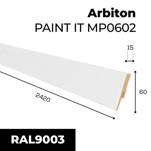 Sockelleiste - Arbiton PAINT IT MP0602 - 60 mm - Holzleiste Weiß