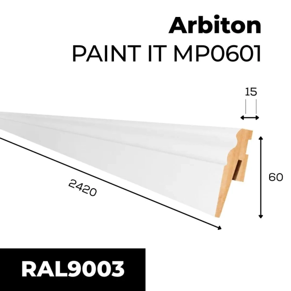 Sockelleiste - Arbiton PAINT IT MP0601 - 60 mm - Holzleiste Weiß