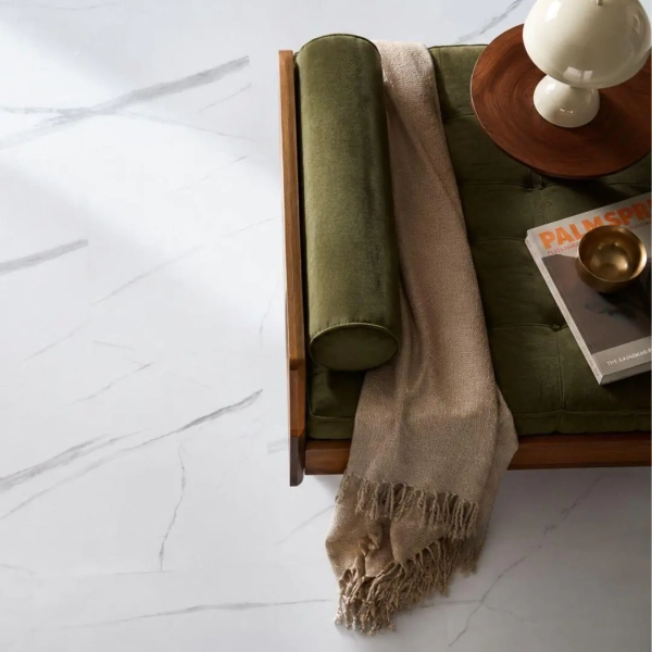 Klick Vinyl Fliesenoptik - XXL - Stein Schnee Carrara - 91,4 x 45,7 cm - Marmor Optik