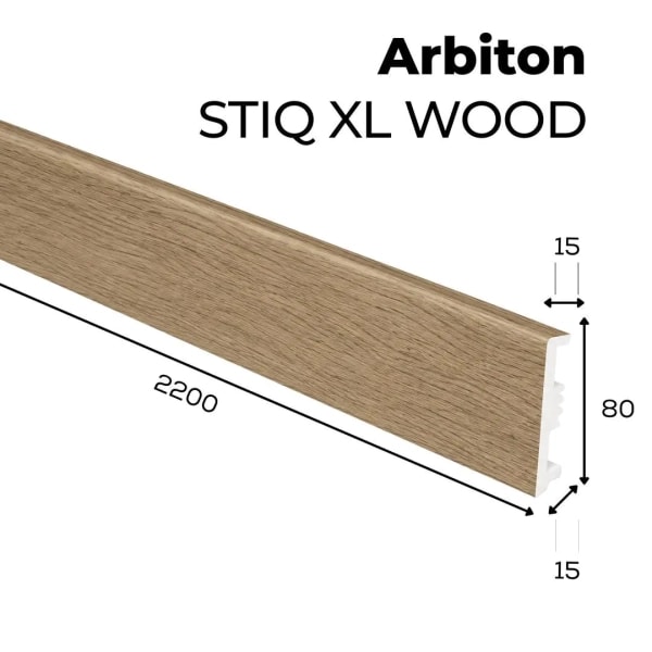 Fußleiste - Arbiton STIQ XL WOOD 80 mm - Eiche Basel 131 - Sockelleiste Holzoptik