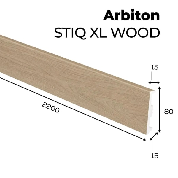 Fußleiste - Arbiton STIQ XL WOOD 80 mm - Eiche Lugano 123 - Sockelleiste Holzoptik