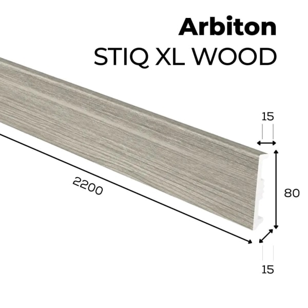 Fußleiste - Arbiton STIQ XL WOOD 80 mm - Eiche Svalbard 232 - Sockelleiste Holzoptik
